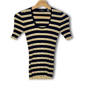 T Tahari Fitted Striped Scoop-Neck Sweater